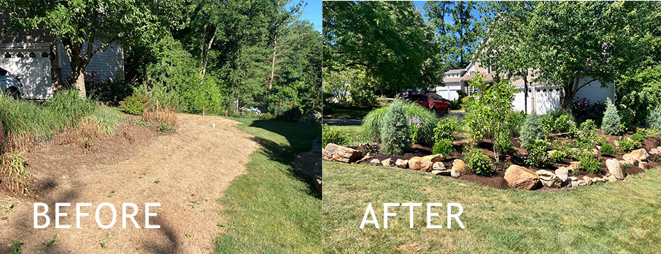 before and after of rock terrace